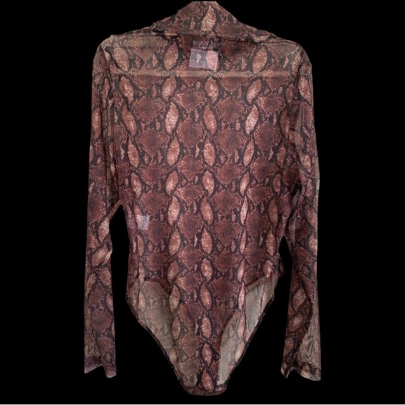 Long Sleeve Bodysuit•Reptile Print• Brown and Black - Picture 1 of 8